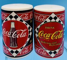 Vintage 1995 Coca-Cola Ceramic Salt & Pepper Shakers with Plugs picture