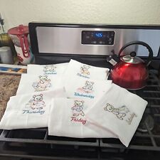 Embroidery Machine, Cleaning Bears Kitchen Tea Towel,Set Of 7,New picture