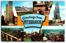 GREETINGS FROM PITTSBURGH MULTIVIEW 1950s PENNSYLVANIA POSTCARD picture