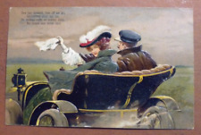 Vintage Embossed P.F.B. Postcard Early 1900's Motoring Motor Car Lady Waving Bye picture
