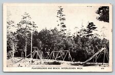 Interlochen Michigan MI Playgrounds & Beach VINTAGE Postcard picture