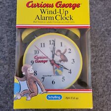 Curious George Clock Vintage 1998 Yellow Twin Bell Alarm Schylling New picture