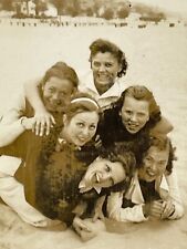 U4 Photograph Pile Of Women Lovely Group 6 Pretty Ladies Beach 1940's picture