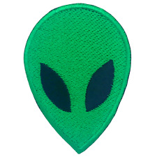 UFO Alien Green Face jeans jacket clothes badge Iron or Sew on Embroidered patch picture