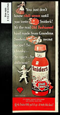1948 Snider's Chili Sauce Hot Spicy Grandma's Recipe Vintage Print Ad 28326 picture