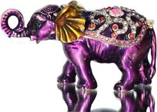 Bejeweled Enameled Animal Trinket Box/Figurine With Rhinestones-Purple elephant picture