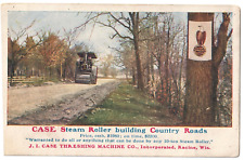 Case Steam Roller-Building Country Roads-Racine, Wisconsin WI-Ad Postcard-1909 picture