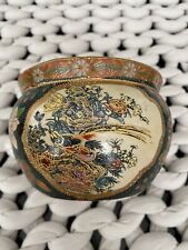 Vintage Handmade Hand Painted Vase Bowl Gold Trimmed Decorative Vase Home Decor picture