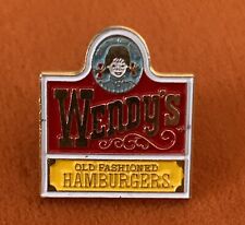 VINTAGE Wendy's Restaurant Store Sign Die-Cut Enamel Mini Visor Lapel Pin Flair picture