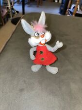 Honey Bunny Vintage Gray Felt Flocked Christmas Ornament Read picture