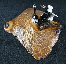 Vintage Two - Duck Figurine on a Madrone Wood Base - Made In Oregon Paperweight picture