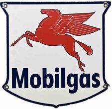 VINTAGE MOBILGAS GASOLINE PORCELAIN SIGN GAS STATION PEGASUS PUMP PLATE MOBIL picture
