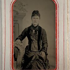 Antique Tintype Photograph Beautiful Fashionable Woman picture