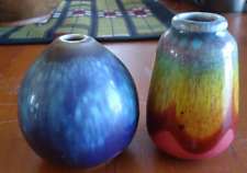 2 Vintage MCM Mid Century Modern Art Pottery Miniature Japanese vases , 3 Inch picture
