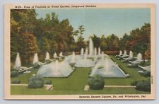 Fountain in Water Garden Longwood Kennett Square Pa Linen Postcard No 5111 picture