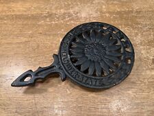 Antique Cast Iron Trivet Kansas The Sunflower State Vintage Kitchen Cooking Tool picture