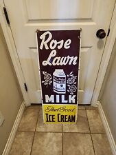 Rare Rose Lawn Dairy And Ice Cream Porcelain Sign Muskogee Oklahoma picture