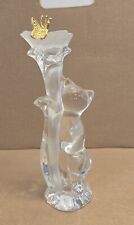 Lenox Full Lead Crystal Cat Candle Holder Germany Gold Butterfly 9