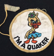 “I’M A QUAKER” Vintage Embroidered Patch Duck Bird w Skirt Flower 3