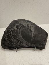 M. Hull Etched “Wave” Old Slate Roof Tile From Iolani Palace Honolulu HI 11/1979 picture