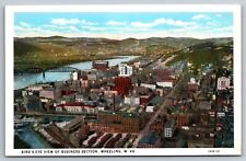 Wheeling WV West Virginia Postcard Birds Eye View of Business Section Town View picture
