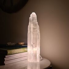 Selenite Crystal Lamp Cleansing Mountain Tower Lamp Great For Home Decoration UK picture
