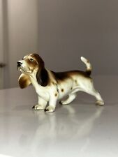 Vintage Porcelain Basset Hound Dog Figurine Ceramic Statue Miniature Japan picture