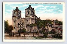 Postcard Texas San Antonio TX Mission Purisma Concepcion 1930s Unposted picture