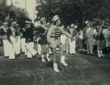 Marching Band Majorette Musical Instrument Parade B&W Photograph 3.25 x 4.5 picture