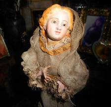 18th century Antique Neapolitan Angelic Crèche Metallic Dress Saint picture