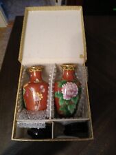 2 Vases Bronze Peony Flower Made In The Republic Of China picture