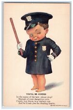c1910's Little Boy Police Costume You'll Be Copped Unposted Antique Postcard picture