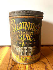 Antique Summer Girl 1LB Keywind Coffee Can H.D. LEE CO. Kansas City MO picture