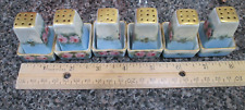 6 VINTAGE HAND PAINTED SALT CELLAR & PEPPER SHAKERS picture