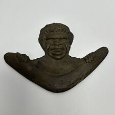 Antique Australian Aboriginal Man with Boomerang Made from Cast Brass picture