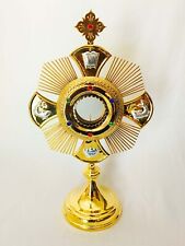 Monstrance Brass Gold Plated Relic Ostensorium Church Chapel Altar Gift USLS33 picture