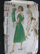 Vintage 1950's Sewing Pattern Simplicity No. 2411 Women After-Five Dress Bust 38 picture