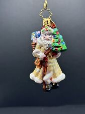 Christopher Radko Detailed Traditional Santa Gold Cream Robe GEM  Glass Ornament picture