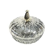 Rare Antique Val St Lambert Crystal Candy Dish Brass Pineapple Crown Art Deco picture