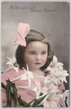 Little Girl with Flowers, Easter Divided Back Postcard picture