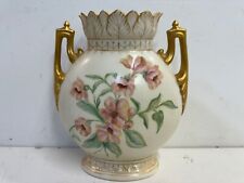 Vintage Limoges France Porcelain Handled Vase with Pink Floral Decorations picture
