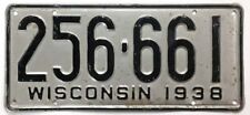 Wisconsin 1938 License Plate 256-661 Original Paint picture