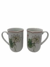 Lotus by The Toscany Collection Floral Butterfly Set of 2 Coffee Mugs Japan picture