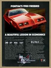 1980 Pontiac Firebird red car photo vintage print ad picture
