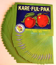 Original 25 KARE-FUL-PAK apple crate labels Yakima WA wholesale green 40 lbs picture