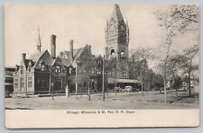 Milwaukee WI Wisconsin - Union Depot - Railroad Station CM&SP - Postcard - c1906 picture