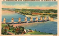 Vintage Postcard U.S. Gallipolos Locks & Dam Ohio River Huntington West Virginia picture