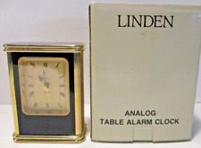 Vintage Linden Alarm Clock Black/Gold Tone Quartz Works -New in Box Model 1152 picture