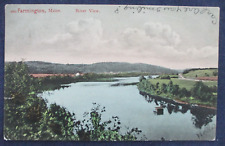 1906 Farmington Maine River View Hand Colored Postcard picture