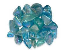 1X Aqua Aura Quartz 25-35mm XL Tumbled Stone Reiki Healing Crystal Throat Chakra picture